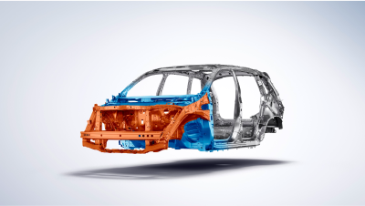 3/4 front view of Passport body structure on white space.