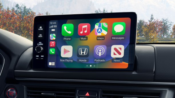 Closeup of touchscreen on centre console.