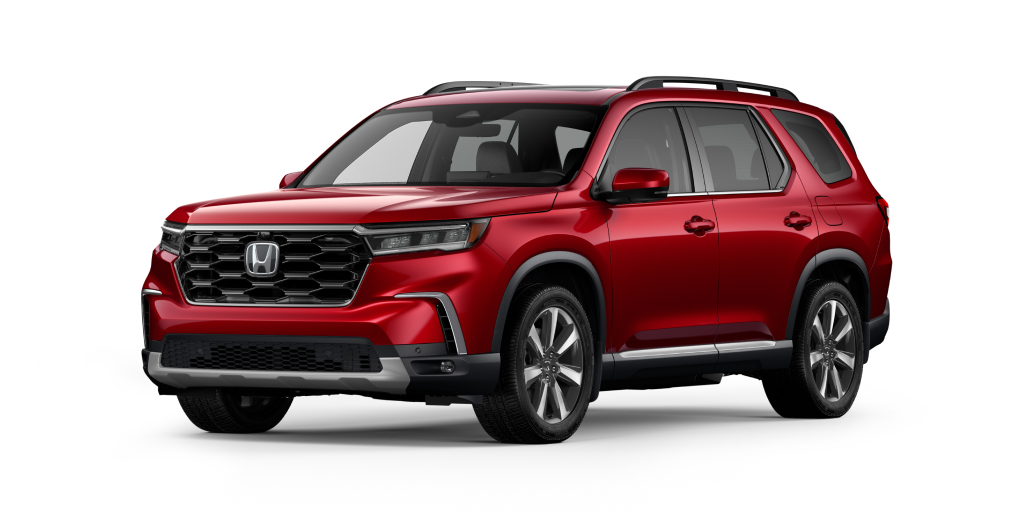 3/4 front view of red Pilot on white space.