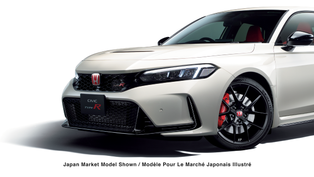 3/4 medium front view closeup of a white Type R on white space. 